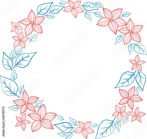 Christmas flower with leaves wreath doodle illustration for decoration on Christmas holiday event and natural concept.

