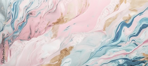 Abstract liquid marble texture background. Soft pastel pink blue colors. Generative AI technology. 