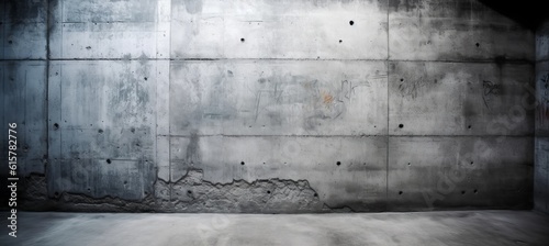 Dim concrete wall building interior background. Generative AI technology.	
