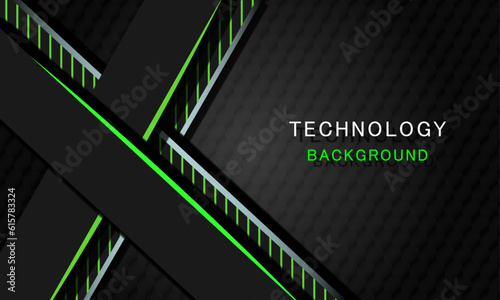 TECHNOLOGY BACKGROUND, VECTOR BANNER WITH BLACK  AND NEON GREEN COLOURS