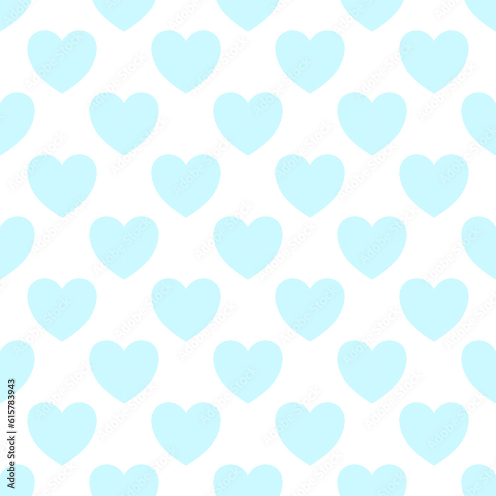 seamless pattern with blue hearts on white background. Seamless for wallpaper, card, wrapping paper, fashion, textile.