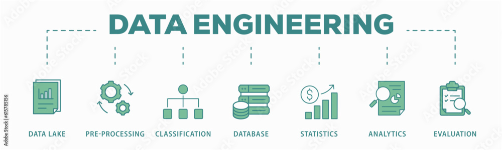 Data engineering banner web icon vector illustration concept with icon ...