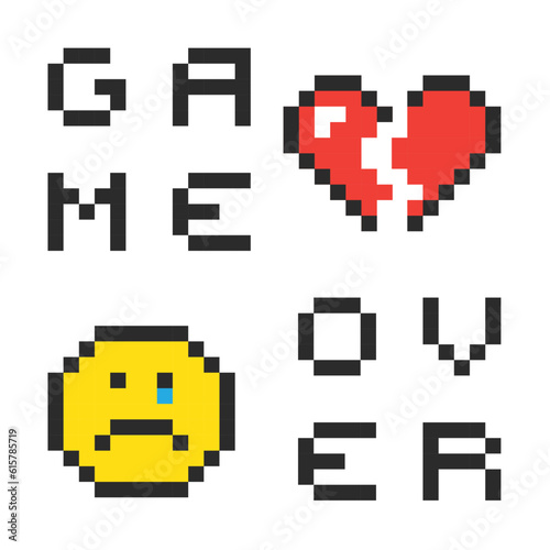 Game over text pixel art