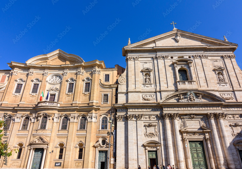 Santa Maria in Vallicella (Chiesa Nuova) church and Biblioteca Vallicelliana library in Rome, Italy (translation 