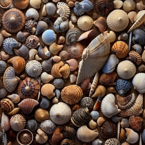 collection of shells on the beach sand