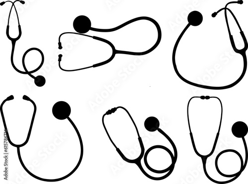 Set of Stethoscope Silhouette