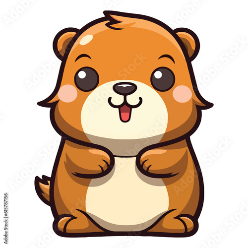 Whimsical Burrow Explorer  Delightful 2D Illustration of a Cute Woodchuck