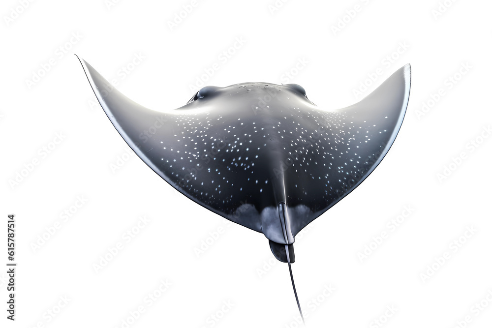 Manta Ray isolated on white background with clipping path. Full Depth of field. Focus stacking. PNG. Generative AI - obrazy, fototapety, plakaty 