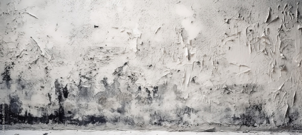 Fototapeta premium Old white concrete wall cracked texture surface background. Generative AI technology. 