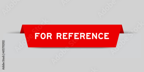 Red color inserted label with word for reference on gray background