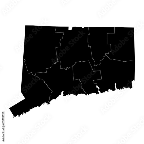 Connecticut state map with counties. Vector illustration.