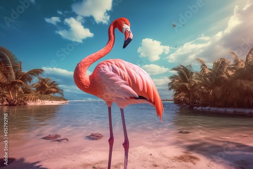 Pink flamingo by generative ai
