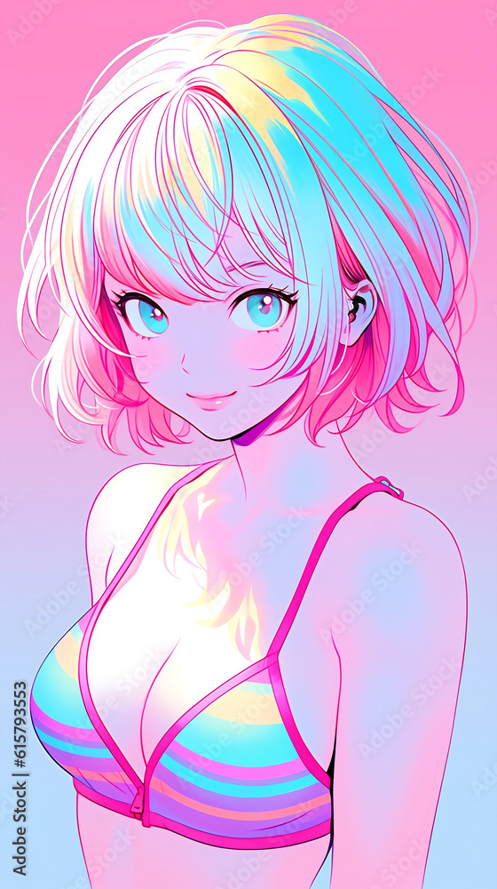 hand drawn cartoon anime cool swimsuit girl illustration in summer hand drawn cartoon anime cool swimsuit girl illustration in summer