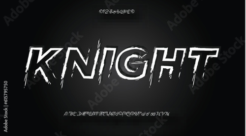 Knight Brush text effect alphabet with numbers and letters for fonts retro style
