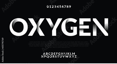 Oxygen White shadow effect font with letters and numbers logo design 
