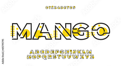 Mango Modern yellow with letters and numbers graphic style vector template
