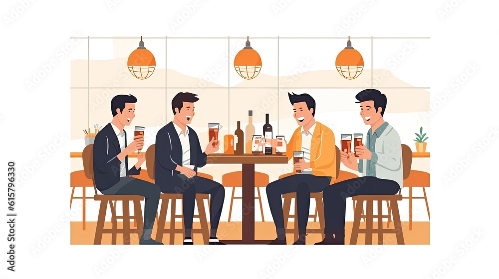 みんなで楽しくお酒を飲む男性たち みんなで楽しくお酒を飲む男性たち