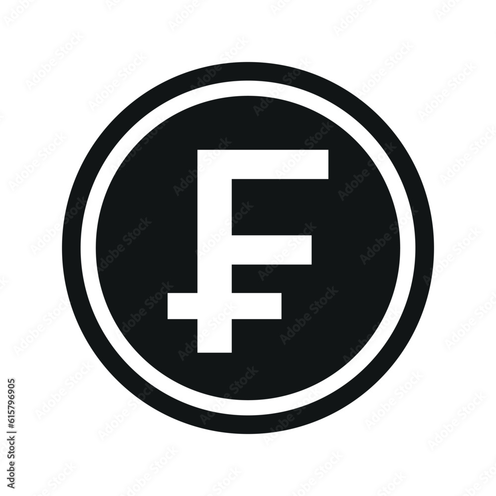 French franc coin symbol. black and white Flat currency icon. currency of The France. Vector illustration. French franc coin symbol. black and white Flat currency icon. currency of The France. Vector illustration.