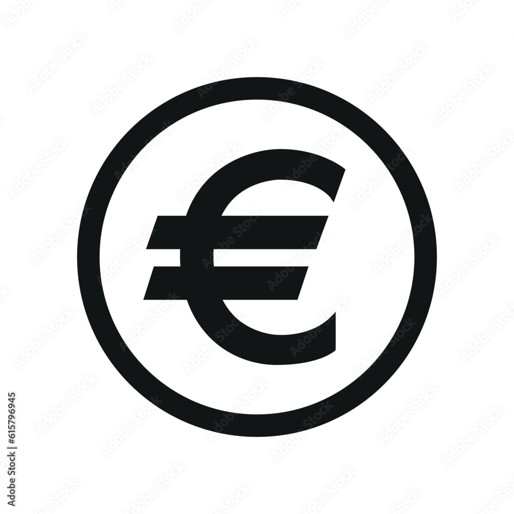 Euro Icon coin symbol. black and white Flat currency icon. currency of The European Union (EU). Vector illustration. Euro Icon coin symbol. black and white Flat currency icon. currency of The European Union (EU). Vector illustration.
