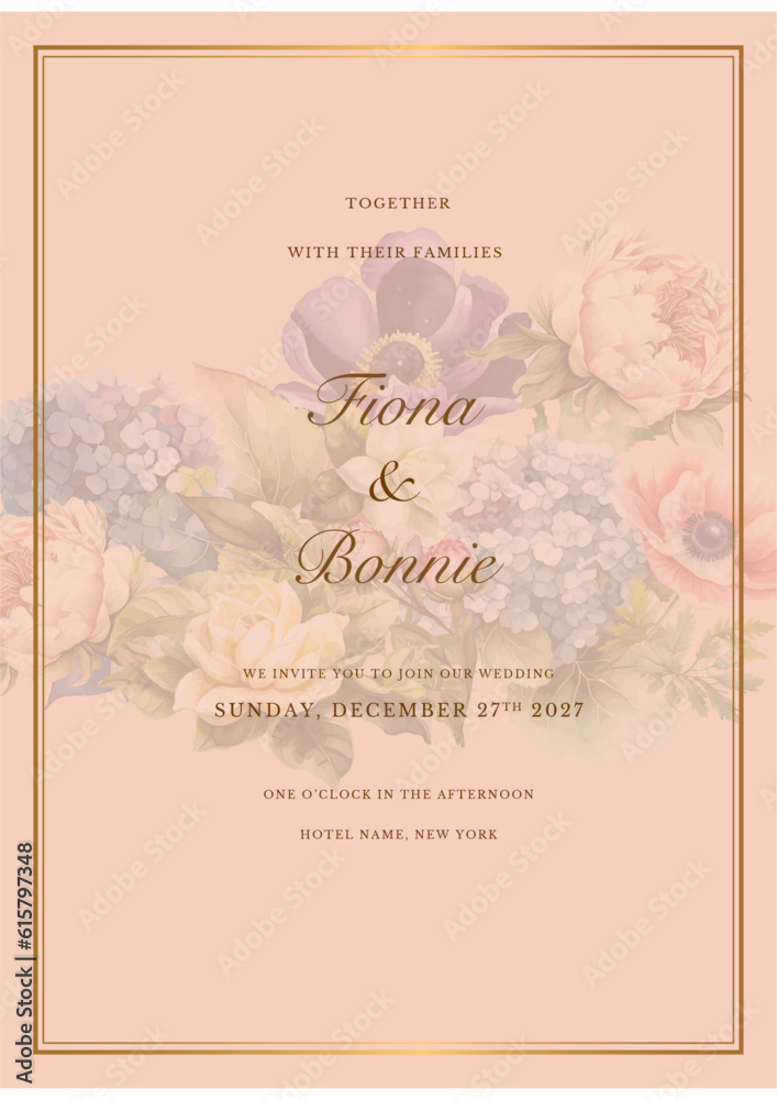colourful colorful floral flower vector beautiful gold flowers line art on wedding card template watercolor