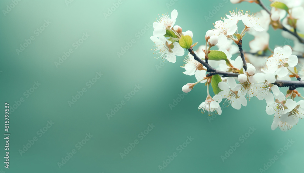 Beautiful blooming branch of cherry sky background with sapce for text