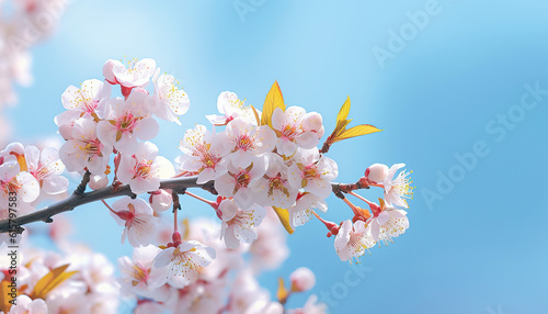 Beautiful blooming branch of cherry sky background with sapce for text © eun kim