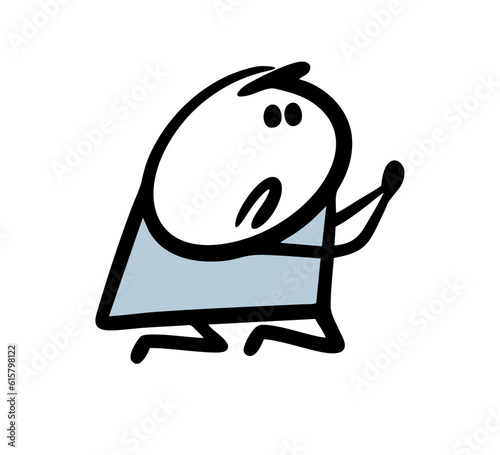 Unfortunate stickman is on his knees begging for his sins before God. Vector illustration of a man asking for forgiveness and mercy.