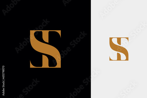 elegant simple minimal luxury serif font alphabet letter t combined with letter s logo design