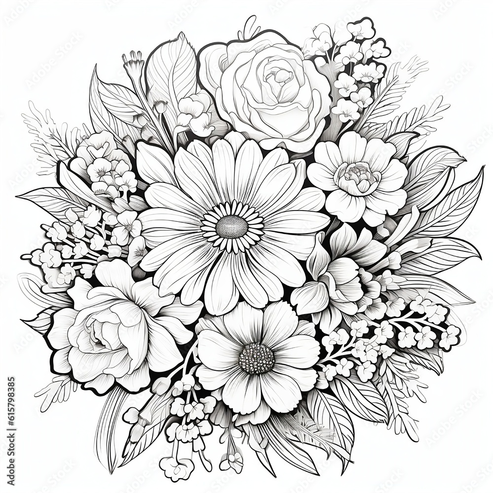 bouquet of flowers coloring page
