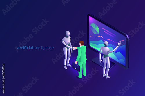 Data analysis or analytics solutions, isometric Free Vector