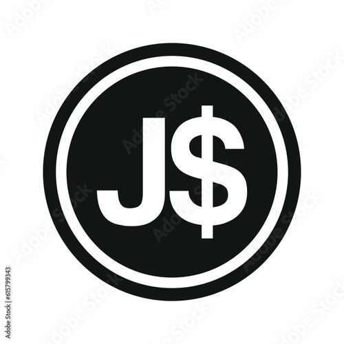 Jamaican Dollar coin symbol. black and white Flat currency icon. currency of The Jamaica. Vector illustration. photo
