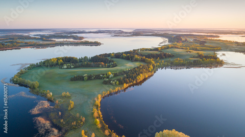 Aerial photo of beautiful lakes in the morning © Viktar Malyshchyts