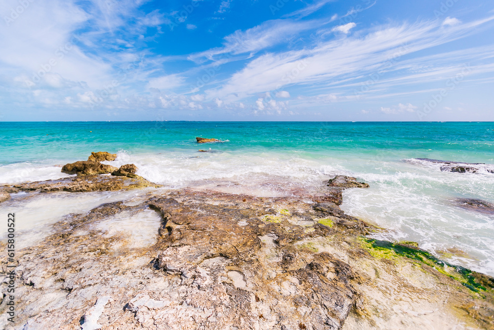 Cancun Mexico beautiful caribbean sea on a sunny day and cloudy sky. Exotic Paradise. Travel, Tourism and Vacations Concept. Tropical Resort. Cancun Mexico beautiful caribbean sea on a sunny day and cloudy sky. Exotic Paradise. Travel, Tourism and Vacations Concept. Tropical Resort.
