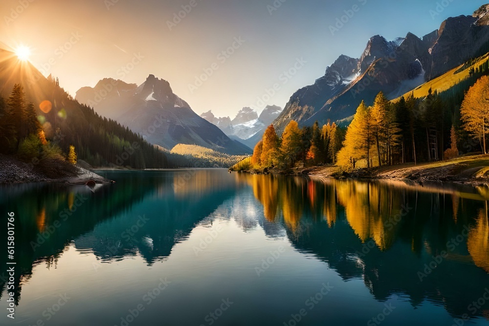 lake in the mountains geberated by AI technology lake in the mountains geberated by AI technology