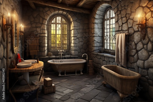 Medieval castle inspired bathroom