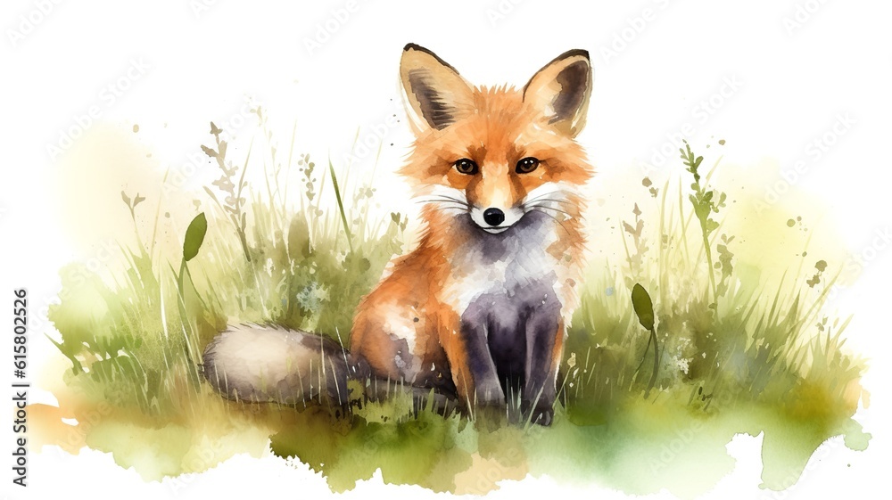 Obraz premium watercolor painting of a fox
