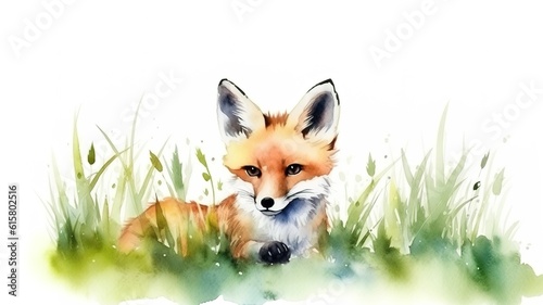 watercolor painting of a fox