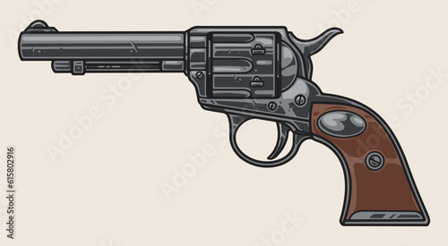 Pistol revolver colorful vintage sticker