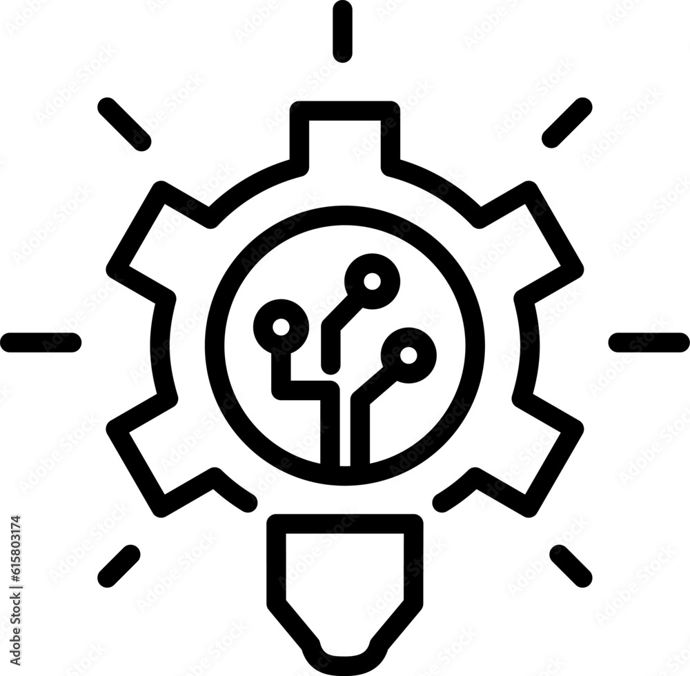 Gear and light bulb icon, technical electronic innovation, vector Gear and light bulb icon, technical electronic innovation, vector