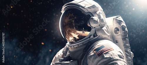 Astronaut on space. Generative AI technology.