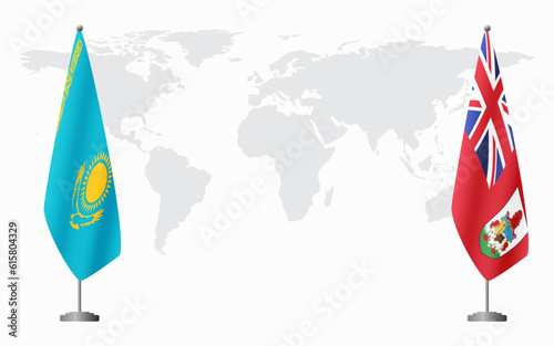 Kazakhstan and Bermuda flags for official meeting
