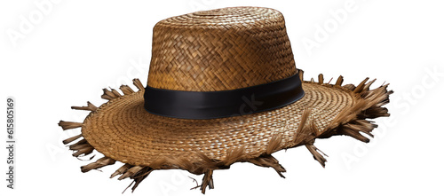 Hat straw illustration on a transparent background. Generative AI.