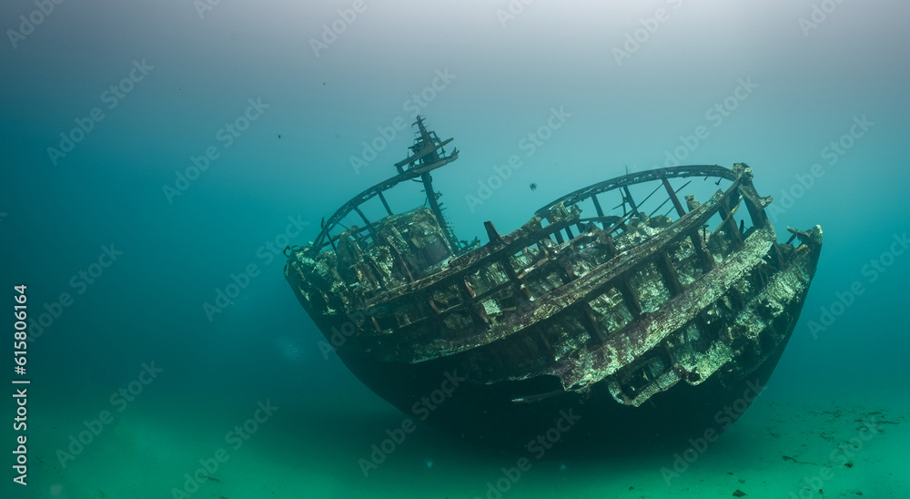 ancient sunken ship under the deep sea with good lighting HD ancient sunken ship under the deep sea with good lighting HD