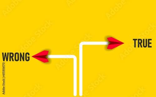 Red planes flying in the right and wrong directions. new business, success idea concepts.