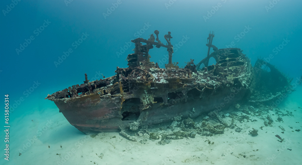 ancient sunken ship under the deep sea