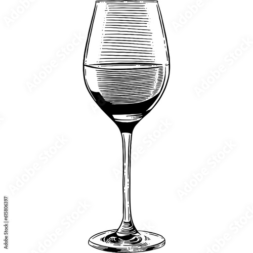 Hand drawn Wine Glass Sketch Illustration