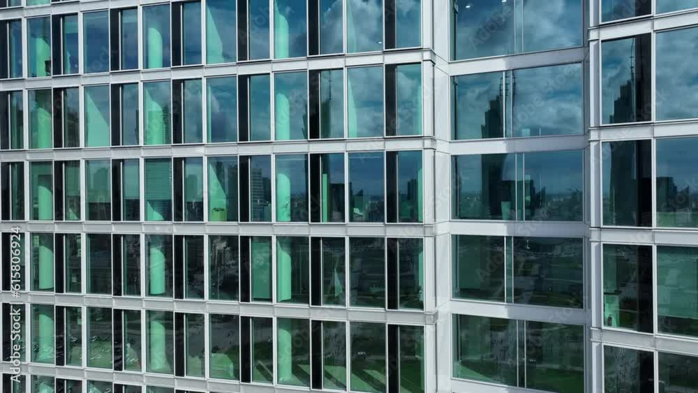 Flight up next to wall of glass windows. Flight up next to wall of glass windows.