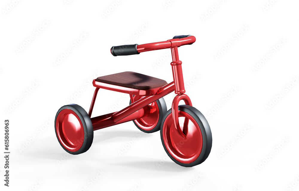 Red and blue tricycles - studio shot 3d render Red and blue tricycles - studio shot 3d render