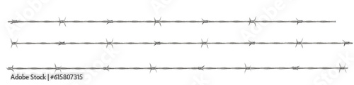 Metal steel barbed wire with thorns or Fence barbwire border chain. Png transparency