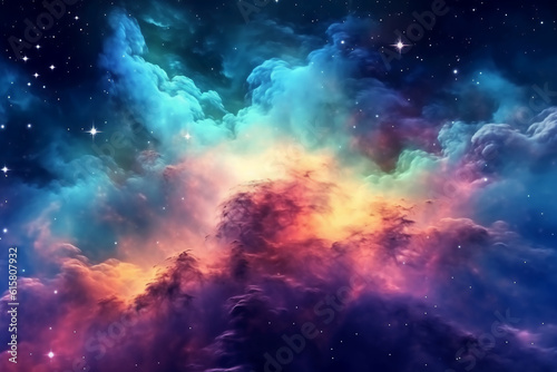 Starry night sky  Colorful space galaxy cloud nebula. AI generative